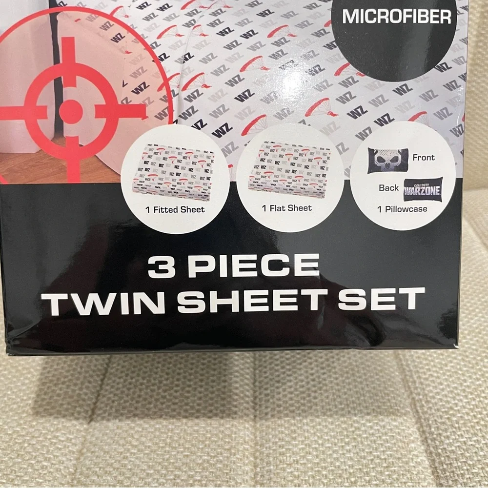 NEW Call of‎ Duty Warzone Twin Sheet Set 3 Piece Microfiber Bedding Skull Logo